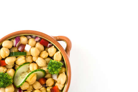 Chickpea salad isolated on white backgroundの写真素材