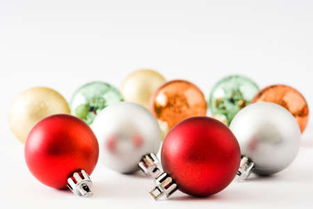 Colorful christmas balls isolated on white background