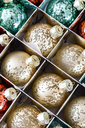 Colorful christmas balls close up
