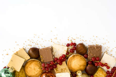 Christmas nougat isolated on white background.copyspace