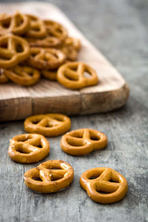 Pretzels on wooden tableの写真素材