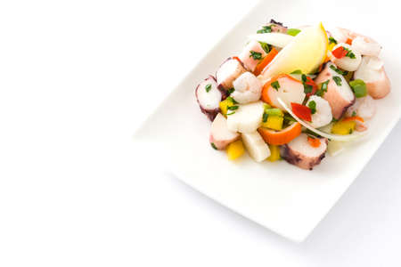 Traditional seafood ceviche from Peru isolatedの写真素材