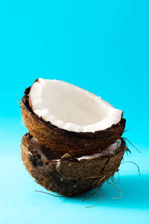 Coconut fruit on blue background