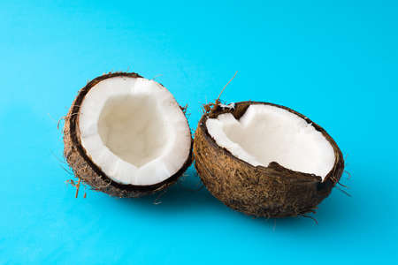Coconut fruit on blue background