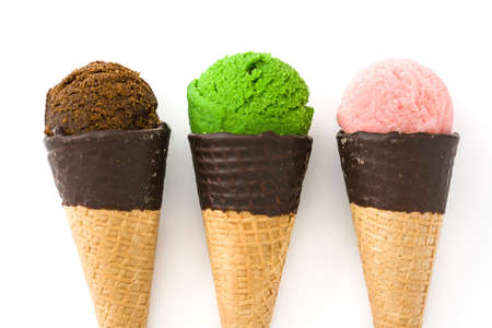 Ice cream cones isolated on white background.