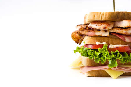 Club sandwich isolated on white background.の写真素材