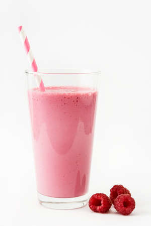 Raspberry smoothie isolated on white background.の写真素材