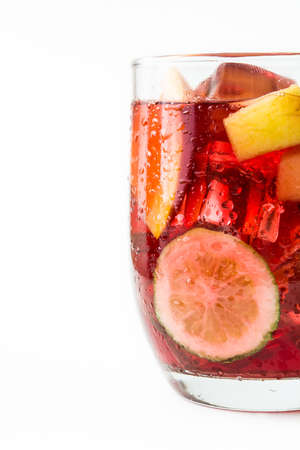 Sangria drink in glass isolated on white backgroundの写真素材