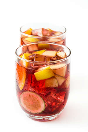 Sangria drink in glass isolated on white backgroundの写真素材