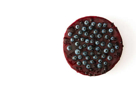 Blueberry cheesecake isolated on white backgroundの写真素材
