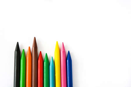 Colorful crayons isolated on white background