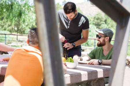 Friends enjoying picnic dayの写真素材