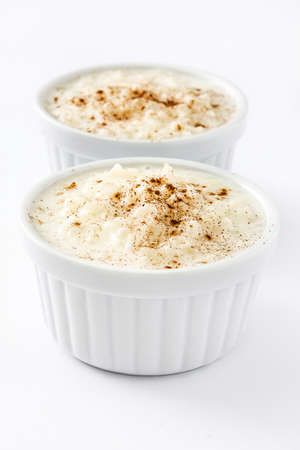 Rice pudding. Rice pudding with cinnamon isolatedの写真素材