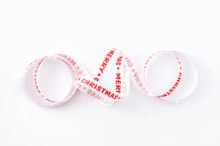 Christmas ribbon isolated on white backgroundの写真素材
