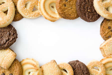 Butter cookies copyspace isolated on white backgroundの写真素材