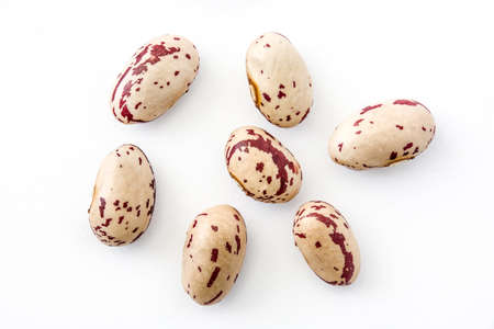 Raw pinto beans isolated on white backgroundの写真素材