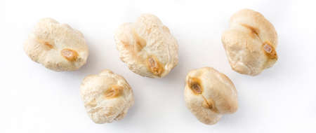 Chickpeas uncooked top view isolated on white background
