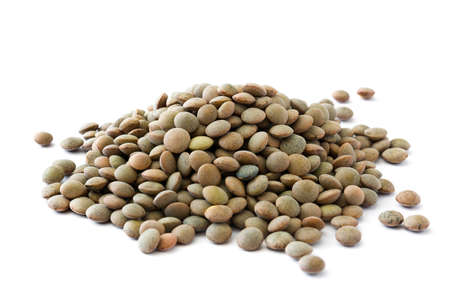 Lentils grain isolated on white backgroundの写真素材