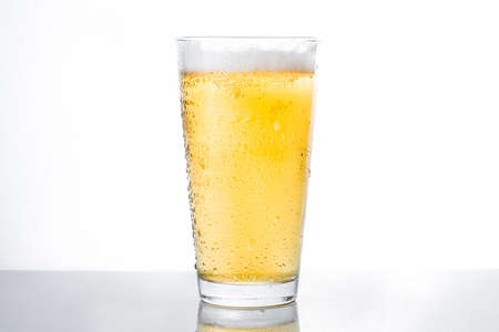 Beer glass jar on white background. Copyspaceの写真素材