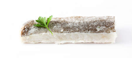 Salted dried cod isolated on white background. Typical Easter foodの写真素材