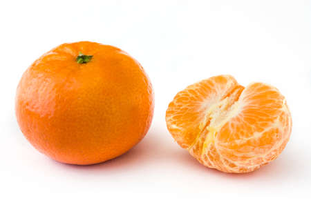 Fresh tangerine isolated on white background.の写真素材