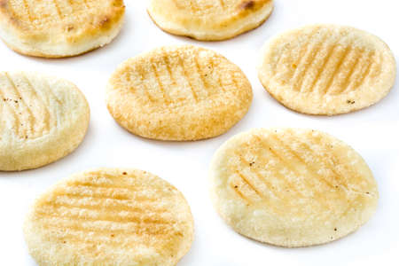 Arepas isolated on white background. Venezuelan typical food
