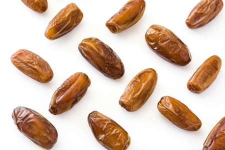 Dates food isolated on white background. Top view