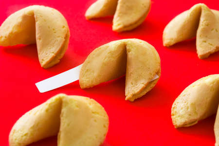 Fortune cookies pattern on red background