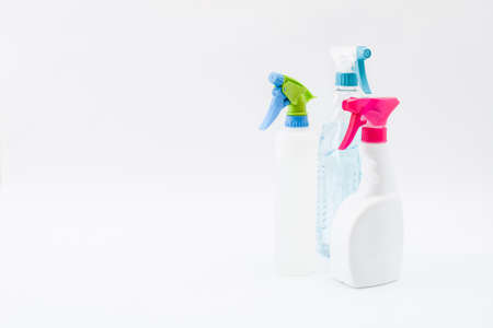 Cleaning spray products isolated. copyspace