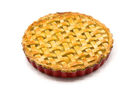 Homemade apple pie isolated on white backgroundの写真素材