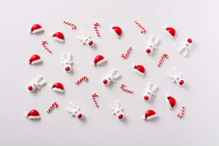 Christmas ornament pattern on white background. Top view