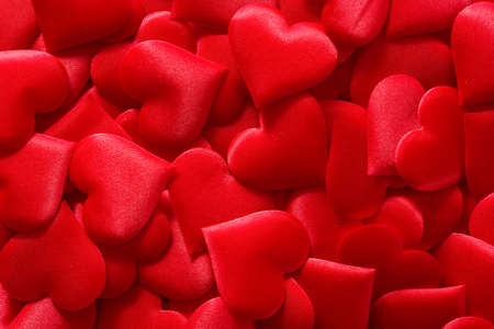 Red hearts background for valentines day. Top view.の写真素材