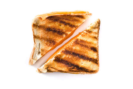 Grilled cheese sandwich isolated on white background. Top viewの写真素材