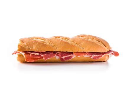 Spanish ham sandwich isolated on white background. Panoramic viewの写真素材