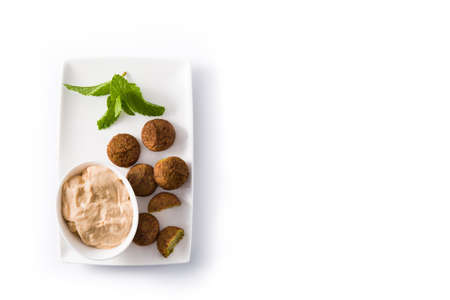Falafel on a plate isolated on white background