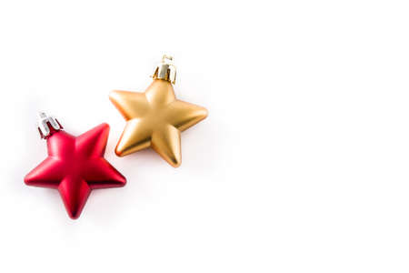 Christmas star decoration isolated on white background. Top view. Copyspaceの写真素材