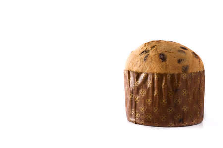 Christmas chocolate panettone cake isolated on white background. Copy spaceの写真素材
