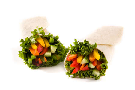 Vegetable tortilla wraps isolated on white background.の写真素材