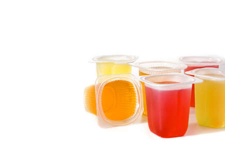 jellies of different flavors and colors isolated on white background. Copy spaceの写真素材