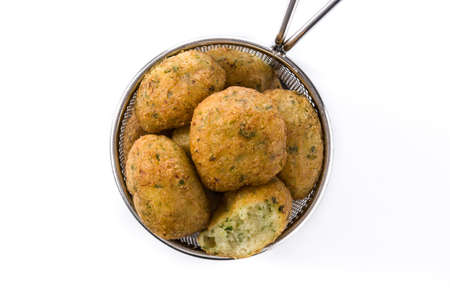 Cod fritters isolated on white background