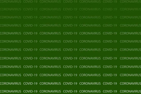 Coronavirus and COVID-19 words on green backgroundの写真素材