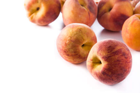 Fresh peach isolated on white backgroundの写真素材