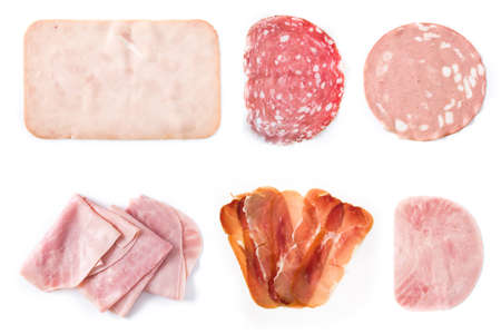 Assortment of different cold meat collage