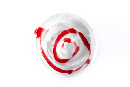 Strawberry iced milkshake isolated on white backgroundの写真素材