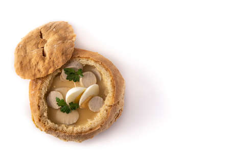 Traditional Polish soup isolated on whiteの写真素材