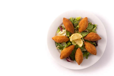Traditional lebanese kibbeh isolated on white backgroundの写真素材