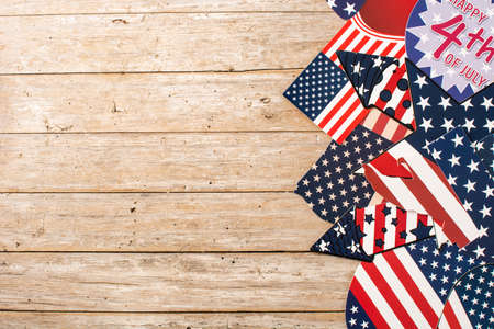 Happy 4th July ornament on wooden backgroundの写真素材