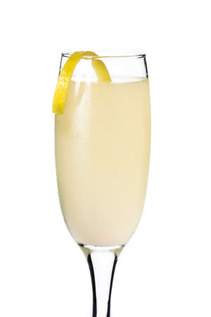 French 75 cocktail isolated on white backgroundの写真素材