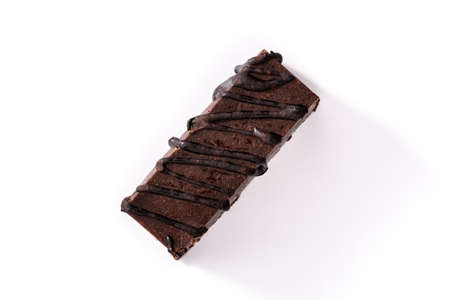 Chocolate cake slice isolated on white background
