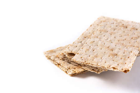 Traditional matzah bread isolated on white backgroundの写真素材